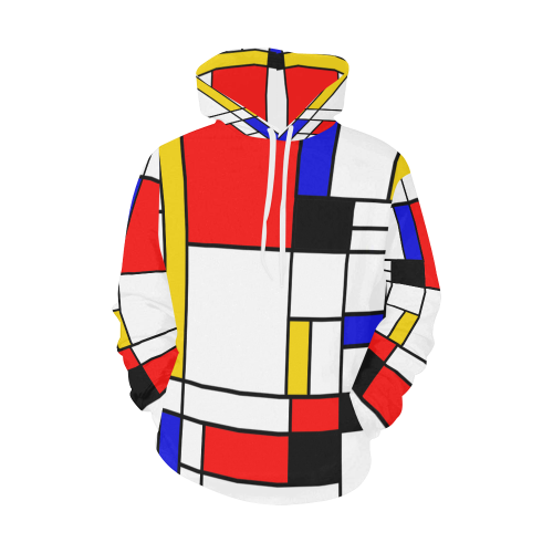 Bauhouse Composition Mondrian Style All Over Print Hoodie for Men (USA Size) (Model H13)