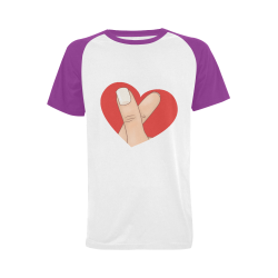 Red Heart Fingers / Purple Men's Raglan T-shirt Big Size (USA Size) (Model T11)