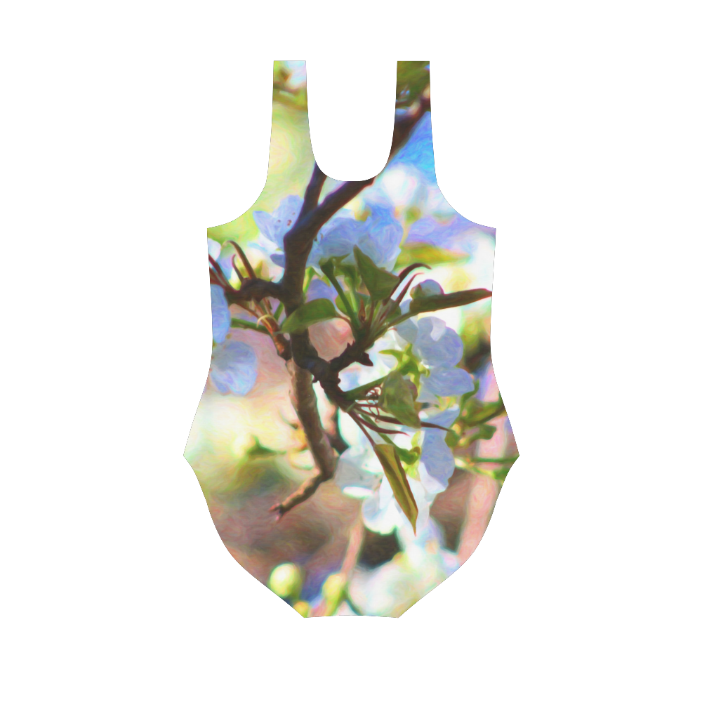 Pear Tree Blossoms Vest One Piece Swimsuit (Model S04)