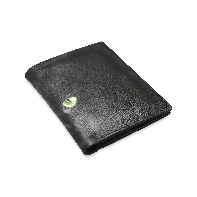 Lucky Black Cat Men's Leather Wallet (Model 1612)