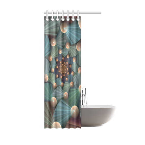 Modern Abstract Fractal Art With Depth Brown Slate Turquoise Shower Curtain 36"x72"