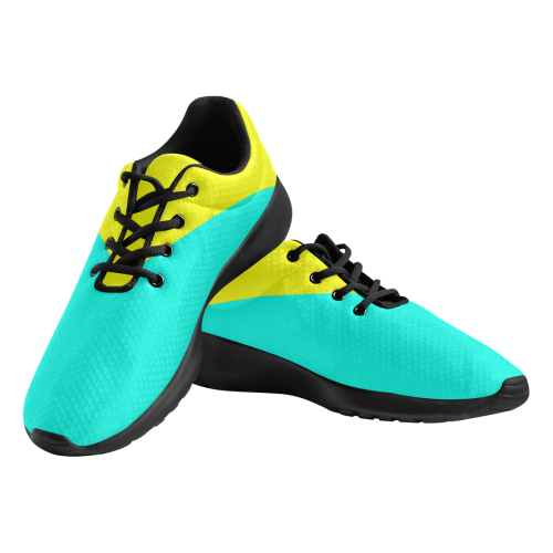 Bright Neon Yellow / Blue Women's Athletic Shoes (Model 0200)
