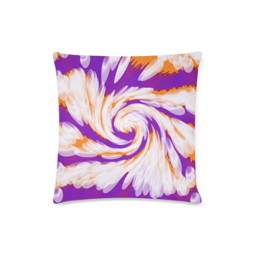 Purple Orange Tie Dye Swirl Abstract Custom Zippered Pillow Case 16"x16"(Twin Sides)