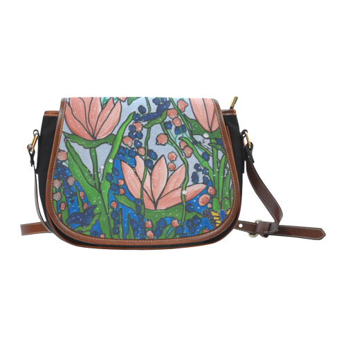 Flower Art Saddle Bag/Small (Model 1649)(Flap Customization)