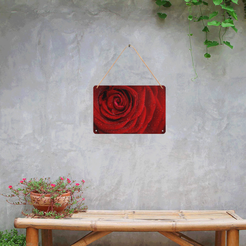 Red rosa Metal Sign 12"x8"