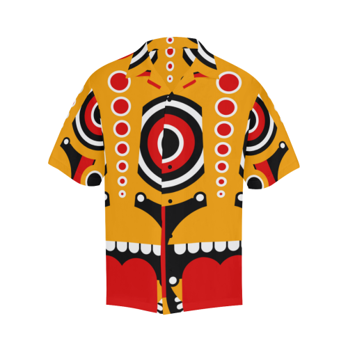 Red Yellow Tiki Tribal Hawaiian Shirt (Model T58)