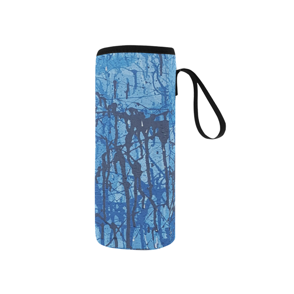 Blue splatters Neoprene Water Bottle Pouch/Small