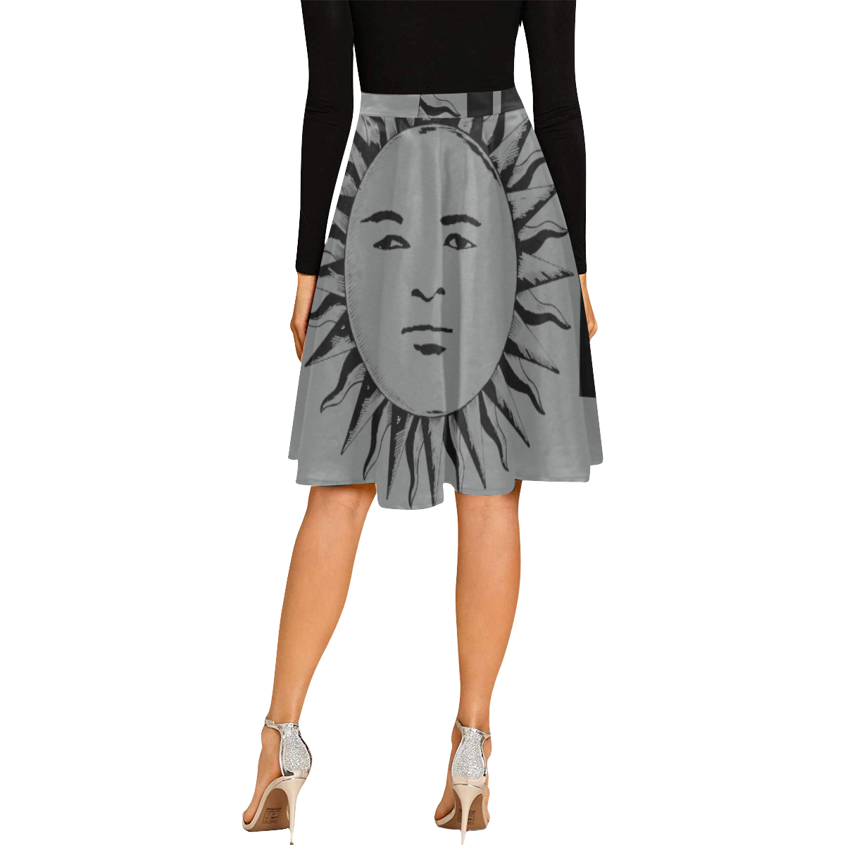GOD Midi Skirt H Grey Melete Pleated Midi Skirt (Model D15)