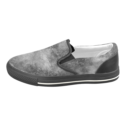 Black Grunge Women's Unusual Slip-on Canvas Shoes (Model 019)