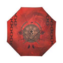 Skulls on red vintage background Auto-Foldable Umbrella (Model U04)