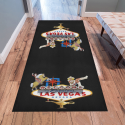 Las Vegas Welcome Sign on Black Area Rug 7'x3'3''