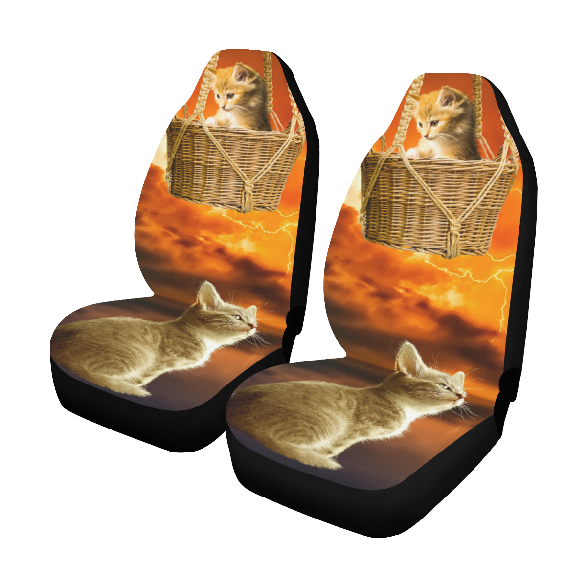 Thunderstorm Cats Car Seat Covers (Set of 2)
