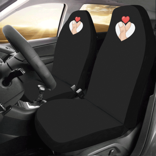 Hand With Finger Heart / Black Car Seat Covers (Set of 2)