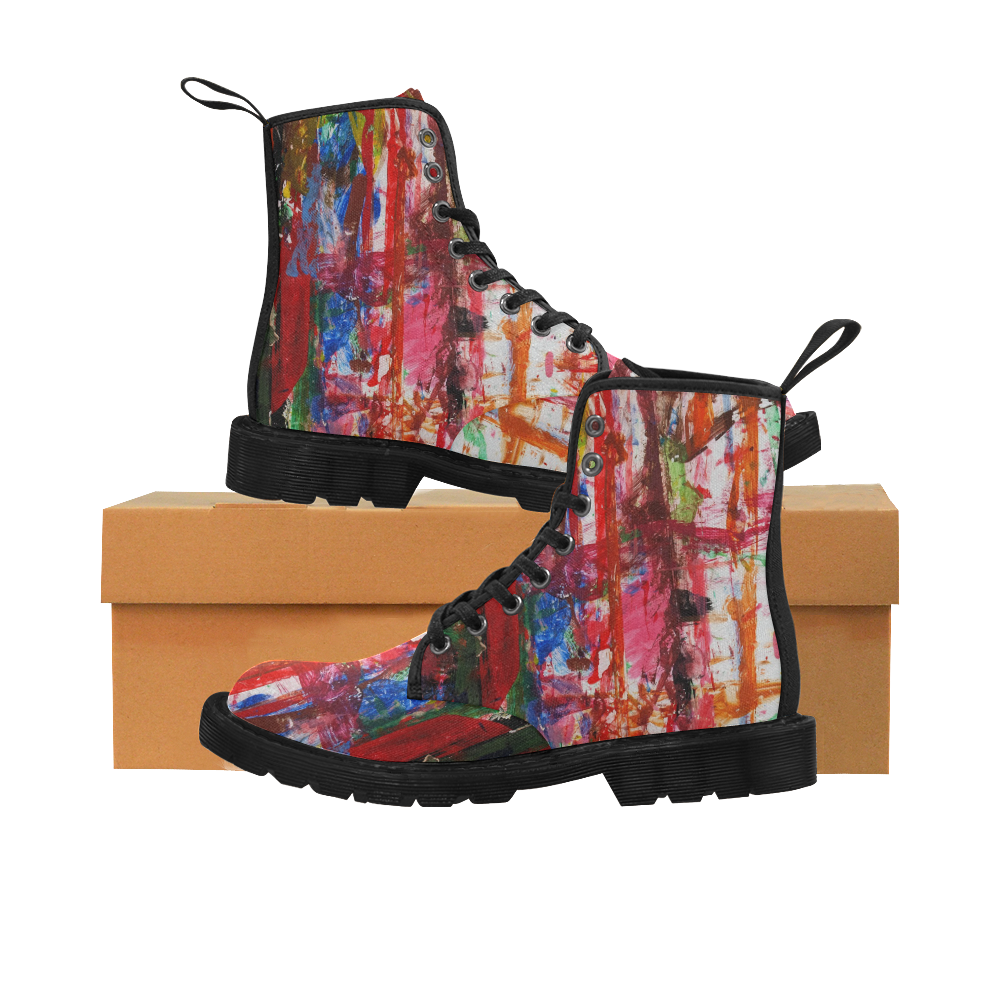 Paint on a white background Martin Boots for Women (Black) (Model 1203H)