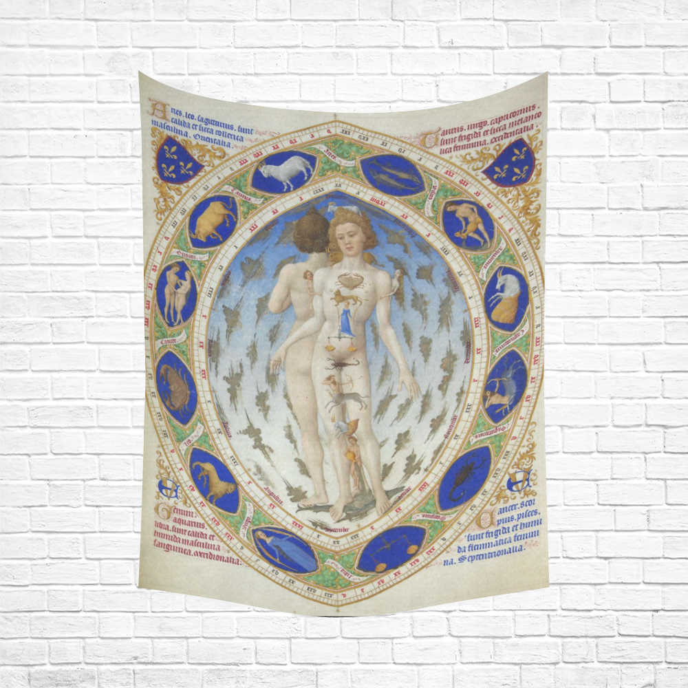 Anatomical Man Classical Occult Cotton Linen Wall Tapestry 60"x 80"