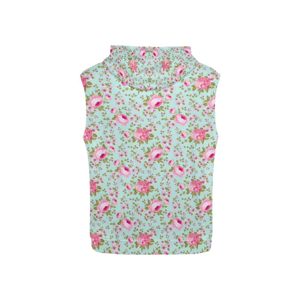 Peony Pattern All Over Print Sleeveless Hoodie for Kid (Model H15)