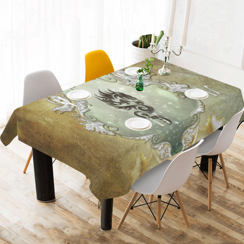 Awesome tribal dragon Cotton Linen Tablecloth 60"x 104"