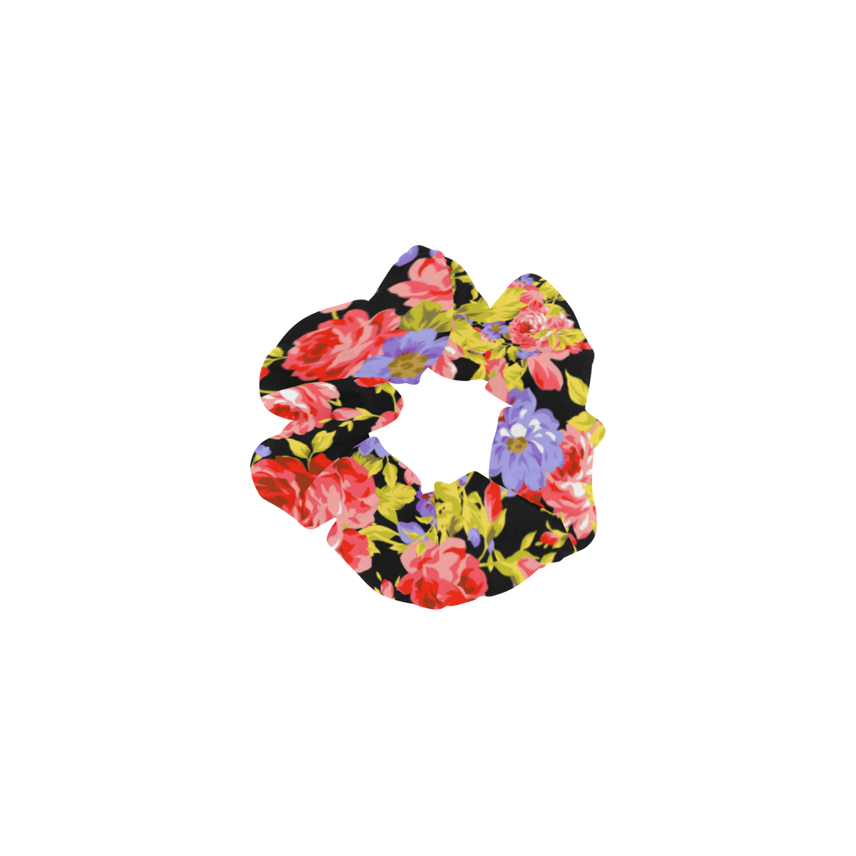 Colorful Flower Pattern All Over Print Hair Scrunchie