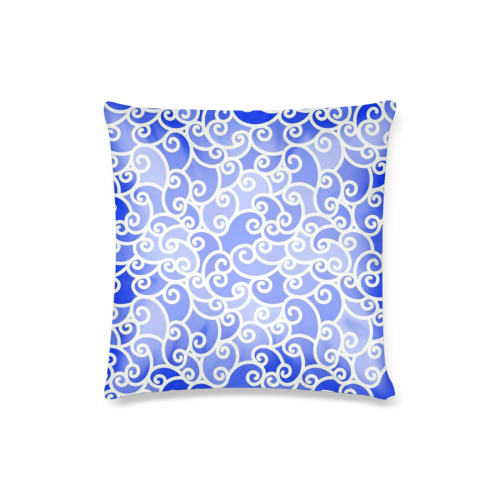 Blue Swirl Custom Pillow Case 16"x16"  (One Side Printing) No Zipper
