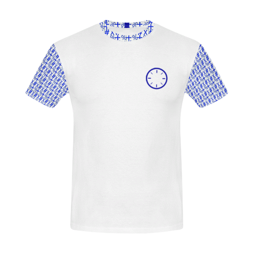 NUMBERS Collection Symbols Circle + x Blue/White All Over Print T-Shirt for Men (USA Size) (Model T40)