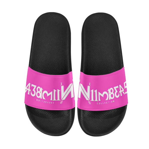 NUMBERS Collection White/Pink Men's Slide Sandals (Model 057)