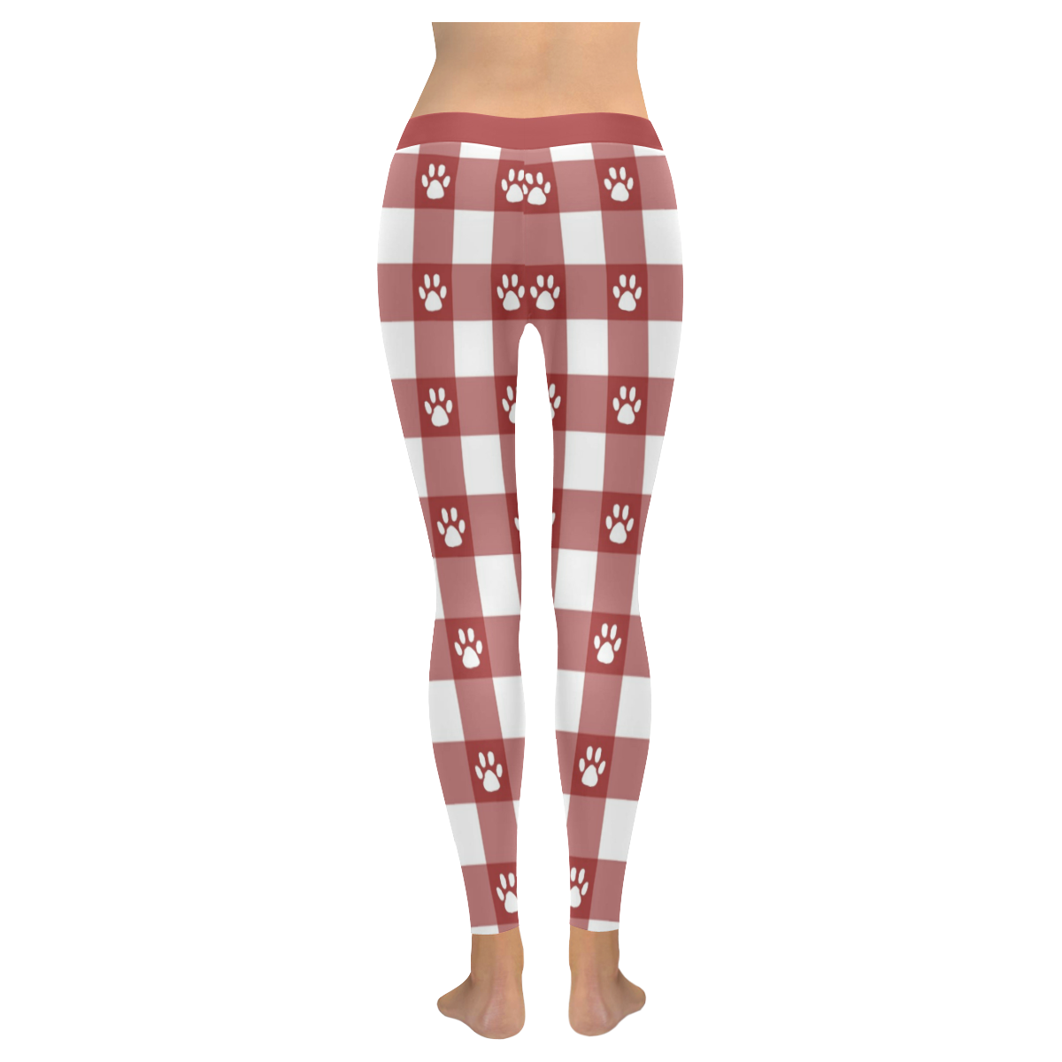 Plaid and paws Women's Low Rise Leggings (Invisible Stitch) (Model L05)