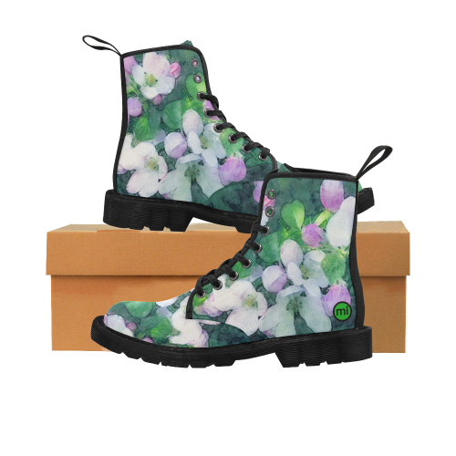 Apple Blossom. Inspired by the Magic Island of Gotland. Martin Boots for Women (Black) (Model 1203H)