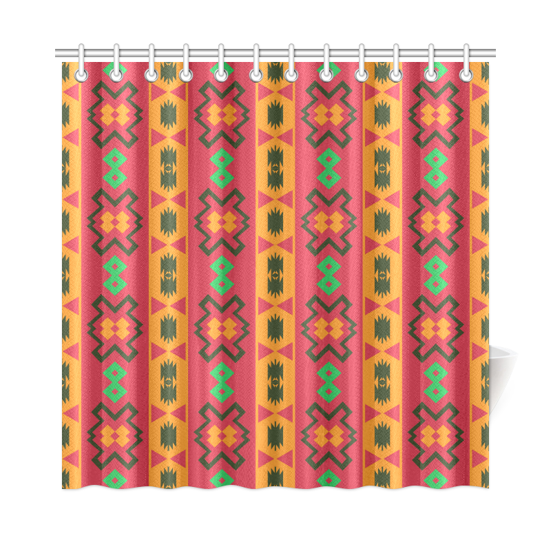 Tribal shapes in retro colors (2) Shower Curtain 72"x72"