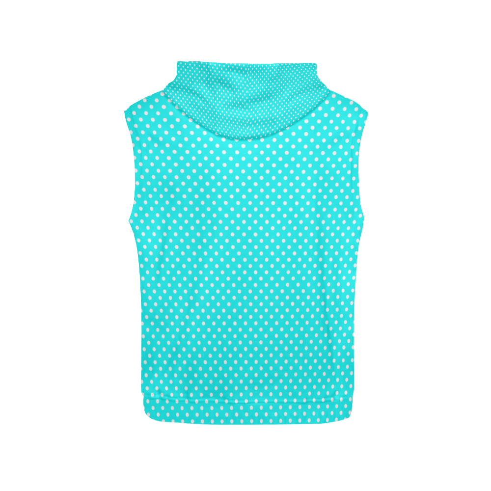 Baby blue polka dots All Over Print Sleeveless Hoodie for Women (Model H15)