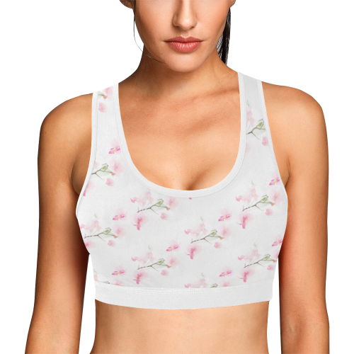 Pattern Orchidées Women's All Over Print Sports Bra (Model T52)