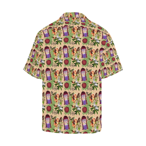 purple glasses girl pattern peach Hawaiian Shirt (Model T58)