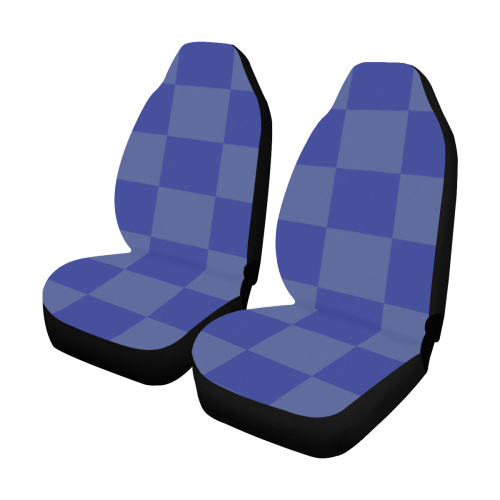 Minimalism Blue Checks Pattern Car Seat Covers (Set of 2)