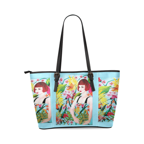 TROPICAL DREAMING Leather Tote Bag/Small (Model 1640)