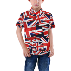Union Jack British UK Flag Boys' All Over Print Short Sleeve Shirt (Model T59)