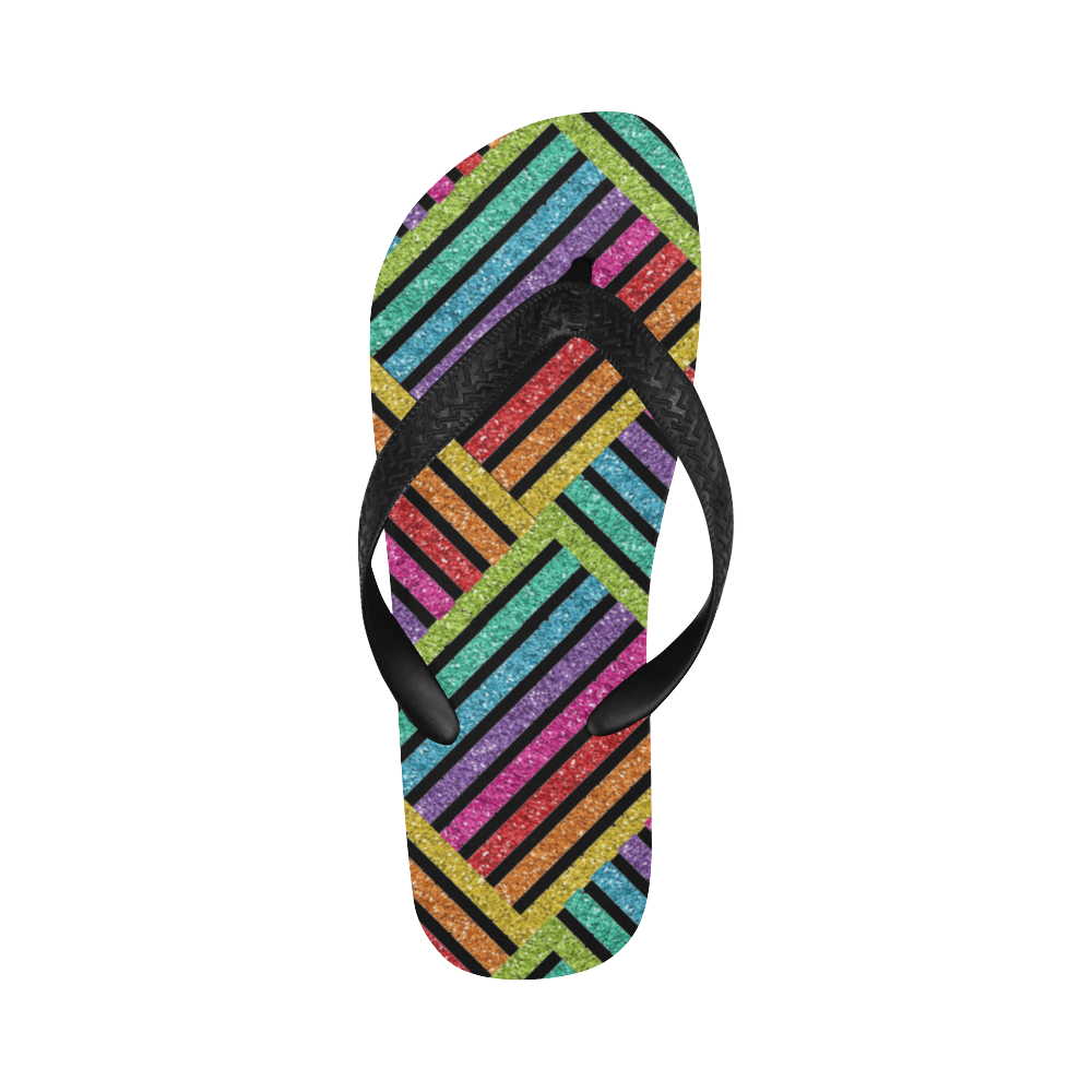 glitter rainbow Flip Flops for Men/Women (Model 040)