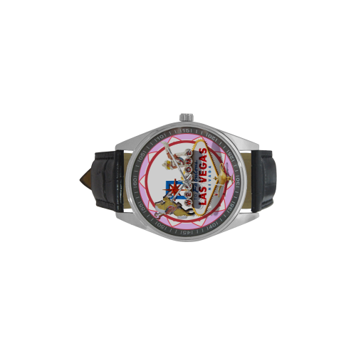 LasVegasIcons Poker Chip - Pink Men's Casual Leather Strap Watch(Model 211)