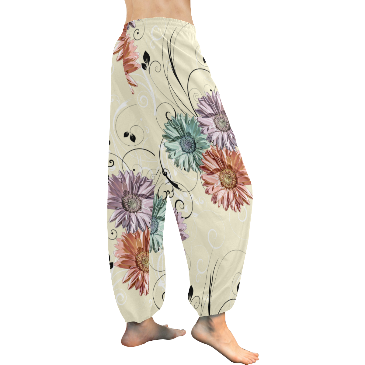Flowers on Yellow Women's All Over Print Harem Pants (Model L18)