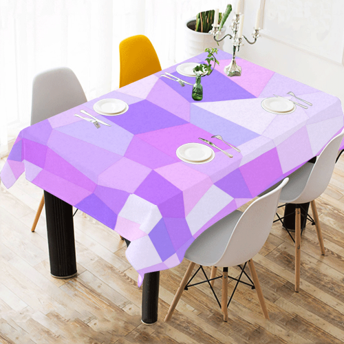 Bright Purple Mosaic Cotton Linen Tablecloth 60"x 84"