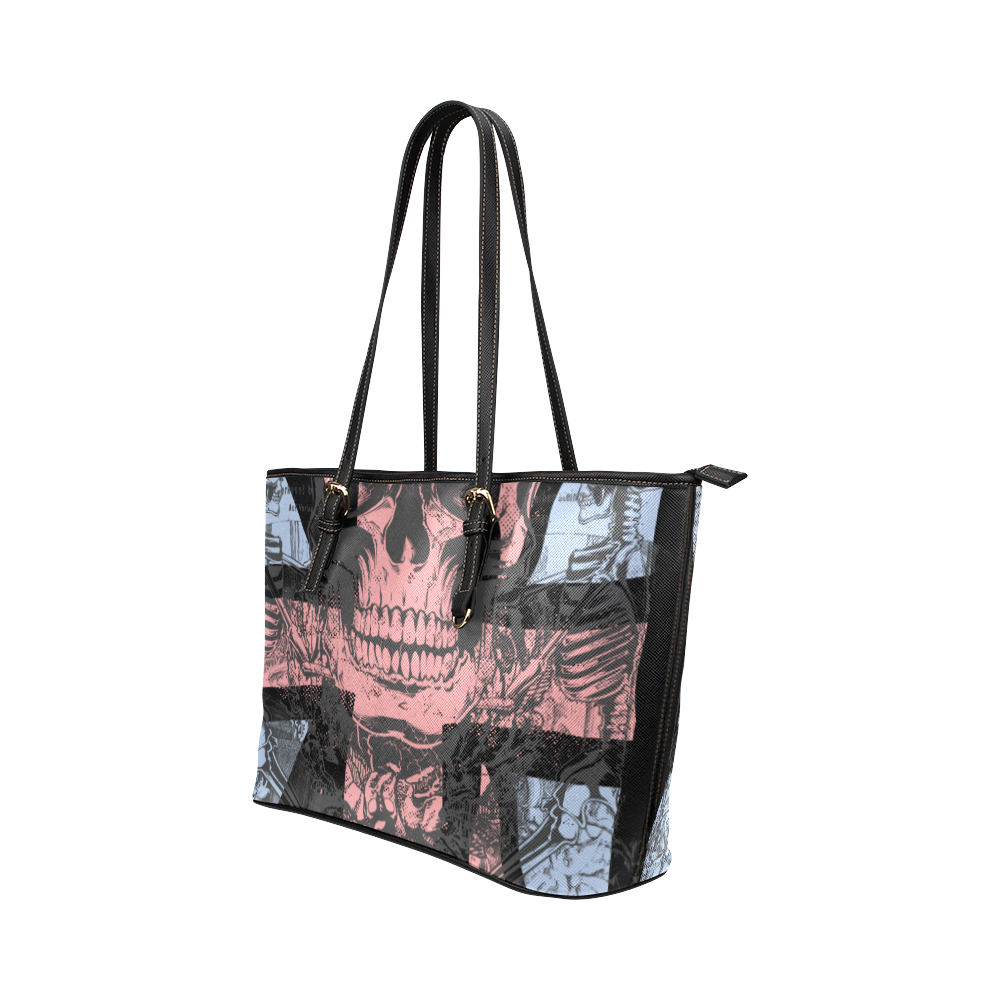 British flag with skull and bones Leather Tote Bag/Small (Model 1651)