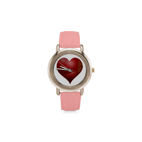 Heart  Las Vegas Symbol Playing Card Shape Women's Rose Gold Leather Strap Watch(Model 201)