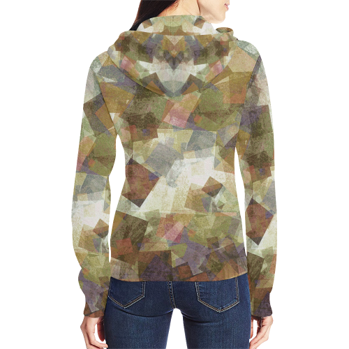 abstract squares All Over Print Full Zip Hoodie for Women (Model H14)