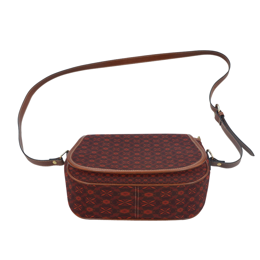 Brown Geometric Pattern Saddle Bag/Small (Model 1649) Full Customization