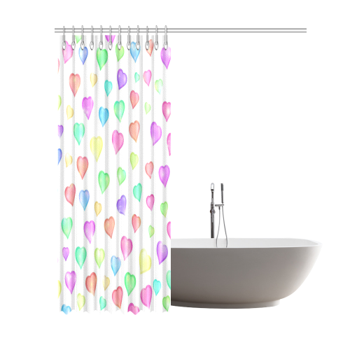 Pastel Hearts Shower Curtain 69"x84"