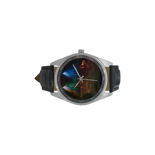 Zombie Disco Dance Men's Casual Leather Strap Watch(Model 211)