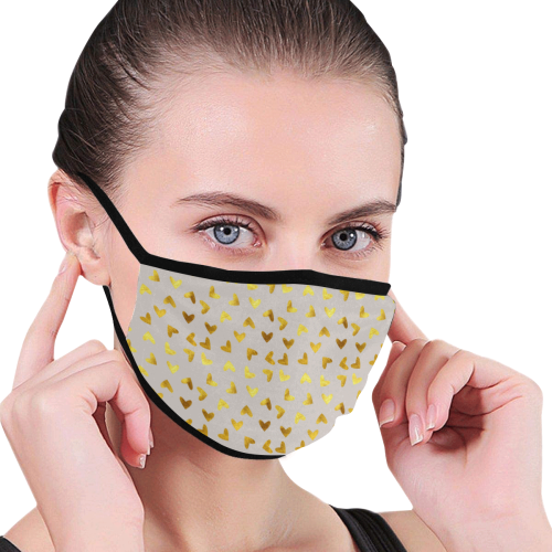 gold heart gray Mouth Mask