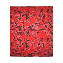 3D Red Horror Skulls Black Light Party Cotton Linen Wall Tapestry 51"x 60"