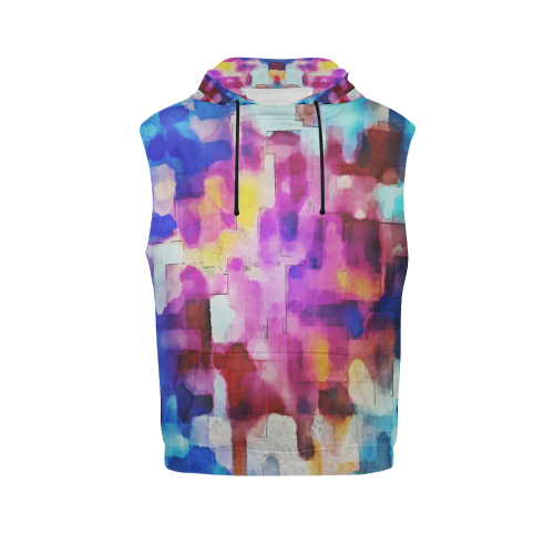 Blue pink watercolors All Over Print Sleeveless Hoodie for Men (Model H15)