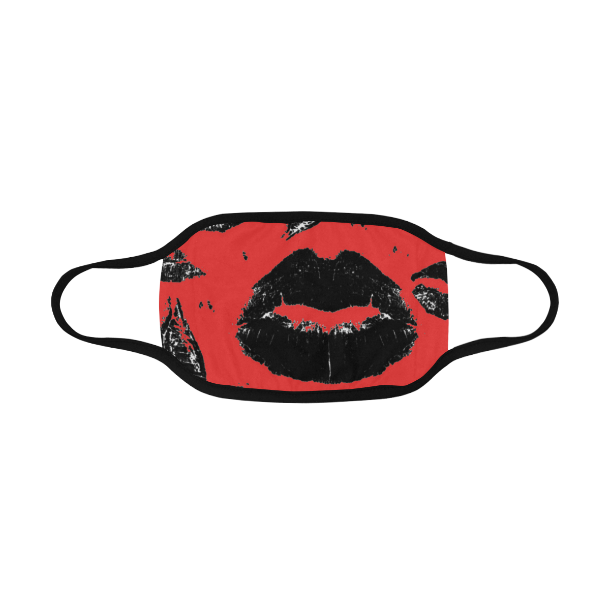 Kisses All Over (Black & Red) Mouth Mask