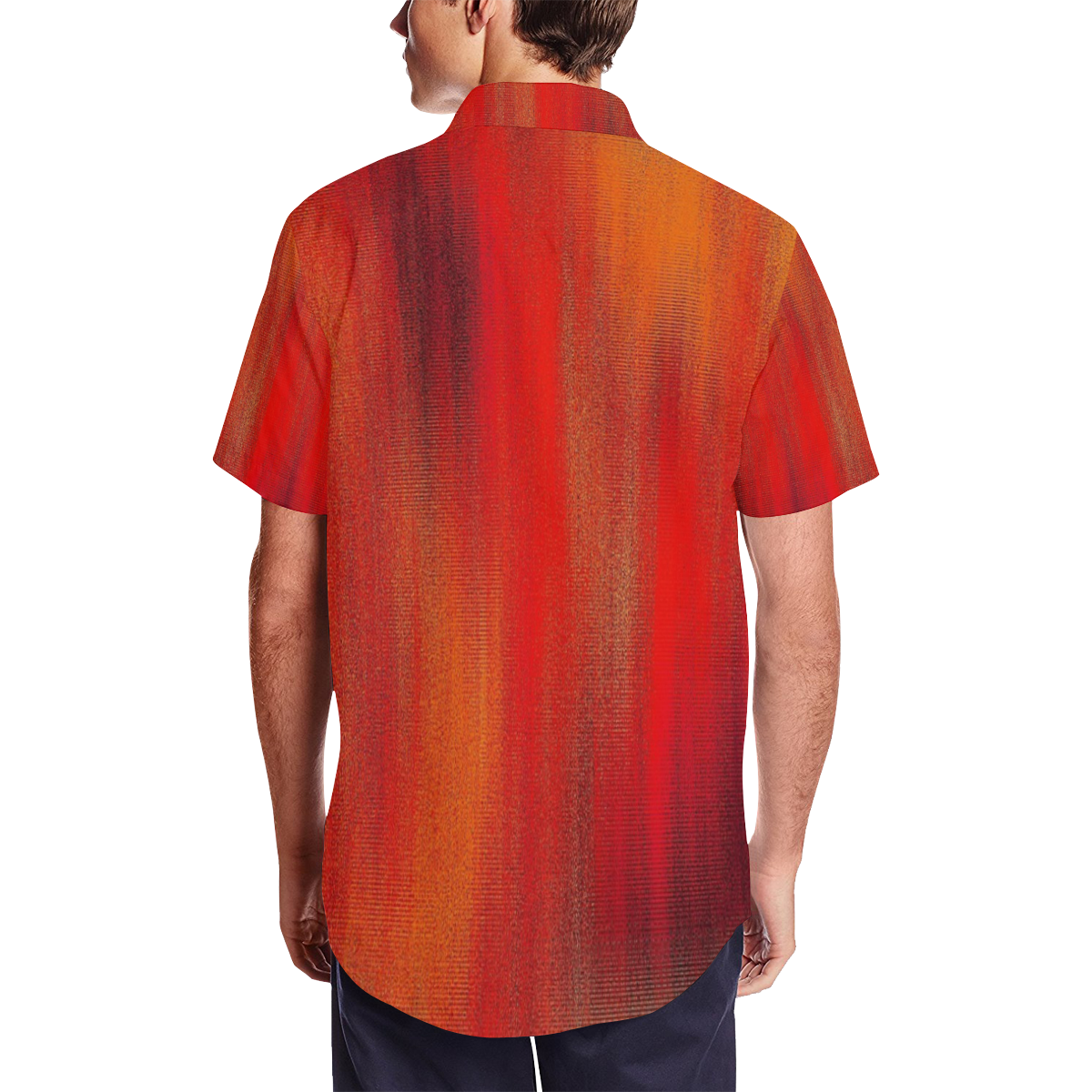 Red Flames Men's Short Sleeve Shirt with Lapel Collar (Model T54)