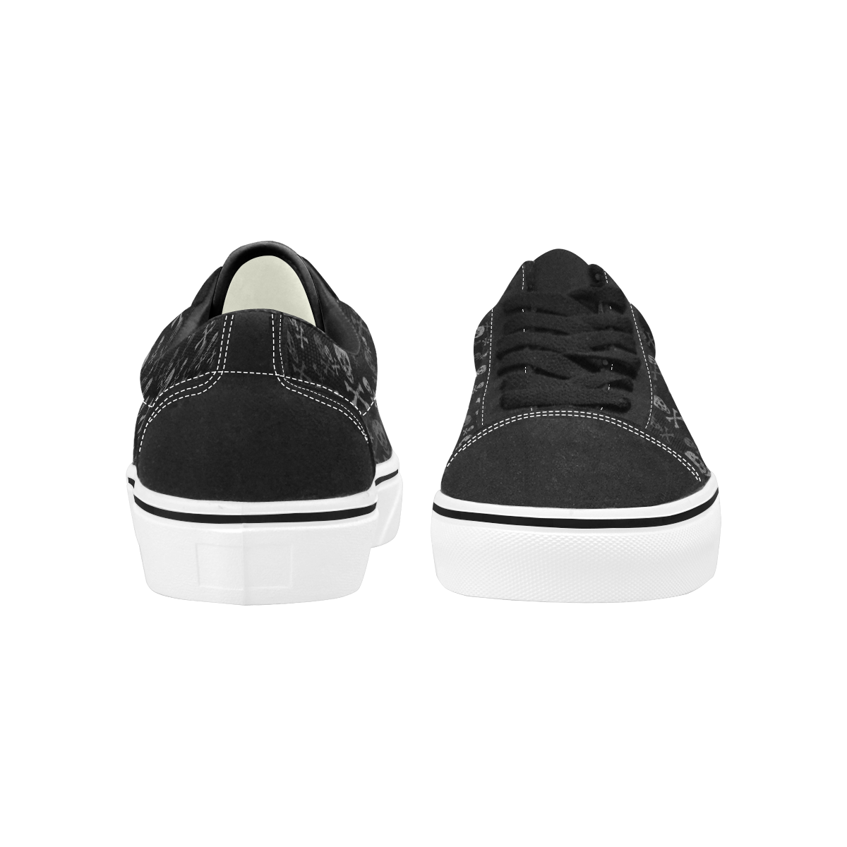 skate skull Men's Low Top Skateboarding Shoes (Model E001-2)